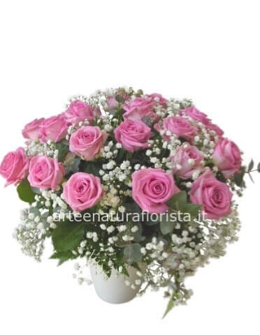 Bouquet rose rosa e gipsofila
