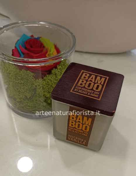 Rosa stabilizzata con candela 