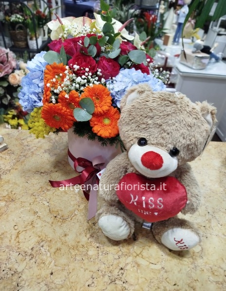 Box colorato con peluche 40 cm